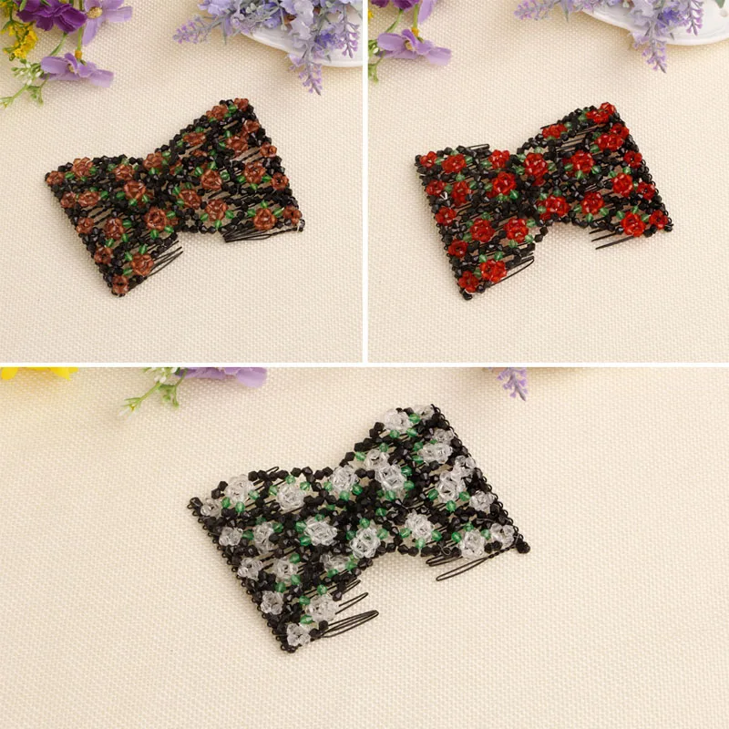 Шикарные Волшебные бусины эластичность двойные волосы расческа клип эластичные