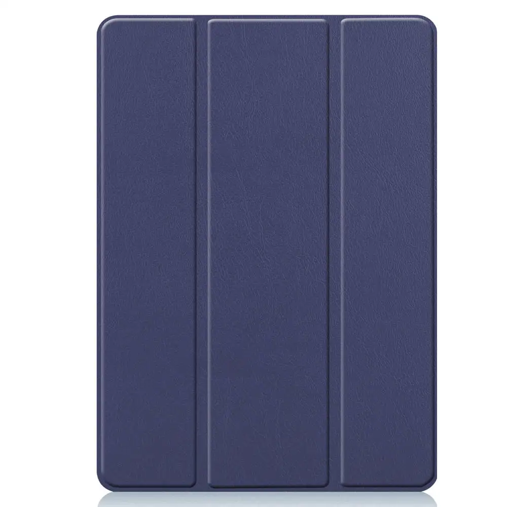 Для iPad 10,2 7th Gen планшет трехстворчатая подставка премиум класса из искусственной кожи умный чехол Мягкий силиконовый чехол из ТПУ встроенный карандаш держатель - Цвет: Deep Blue