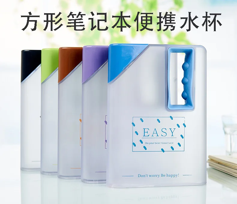 550ML Water Bottle Shaker Sport Bottle Plastic Portable Memo Notebook Paper Water Bottle Creative Travel Sports Flat Kettle