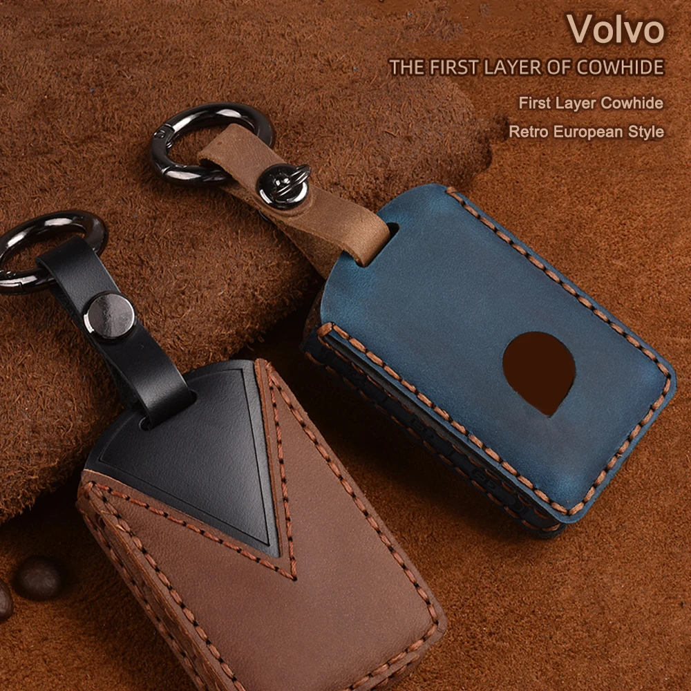 

Leather High quality Car Key Cover Case For volvo xc90 2017 s90L t5 t6 2015 2016 t8 s90 2018 XC60 Car Styling smart key Cover