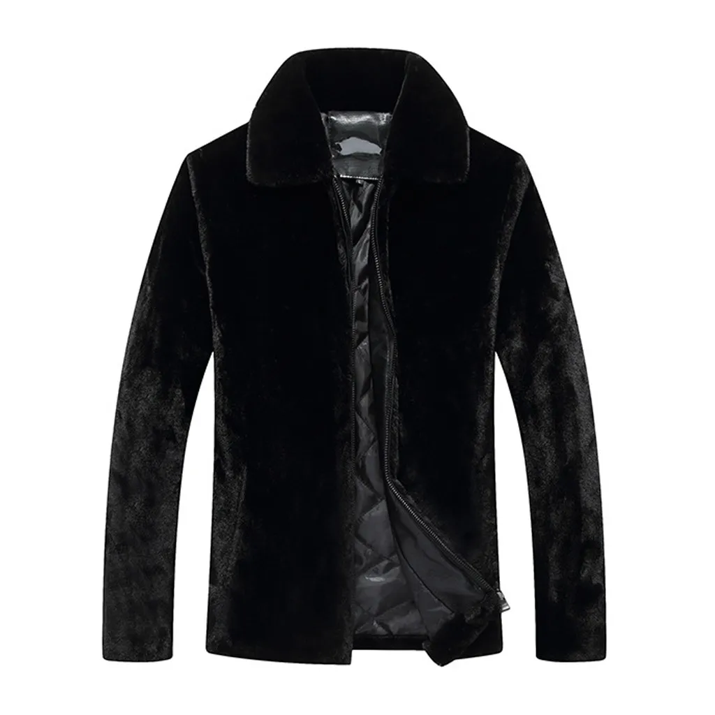 Модное мужское зимнее пальто теплое толстое куртка из искусственного меха