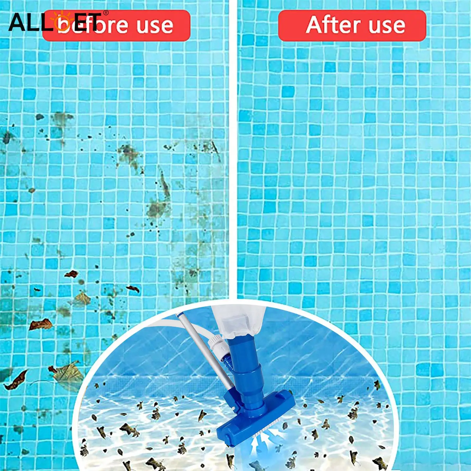 

Pool Vacuum Head with Brush Bag Pole Vacuum Cleaner Cleaning Disinfect Tool for Above Ground In Ground Pools Spas Ponds Fountain