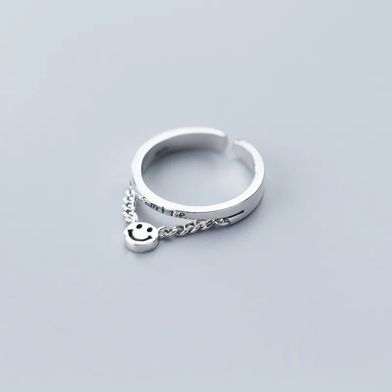 Женское кольцо в форме улыбки 925 пробы регулируемое на палец для