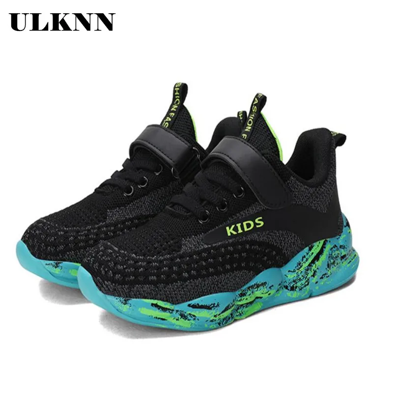 

Детская обувь ULKNN, новинка 2020, спортивная обувь для мальчиков и девочек, мягкая подошва, Дышащие Модные Повседневные детские кроссовки, сетч...