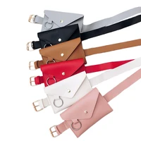 15pcslot fashion pure color ring pu leather women belt bag ladies waist bag fanny pack