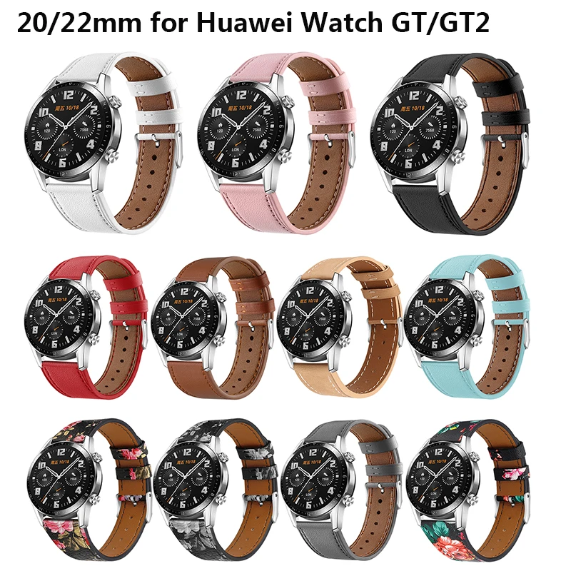 Ремешок из натуральной кожи для часов Huawei GT/GT2 ремешок 20/22 мм сменный часы GT2