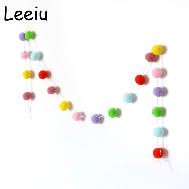 Радужный меховой шар Leeiu 2 м баннер на день рождения гирлянда Рождественское