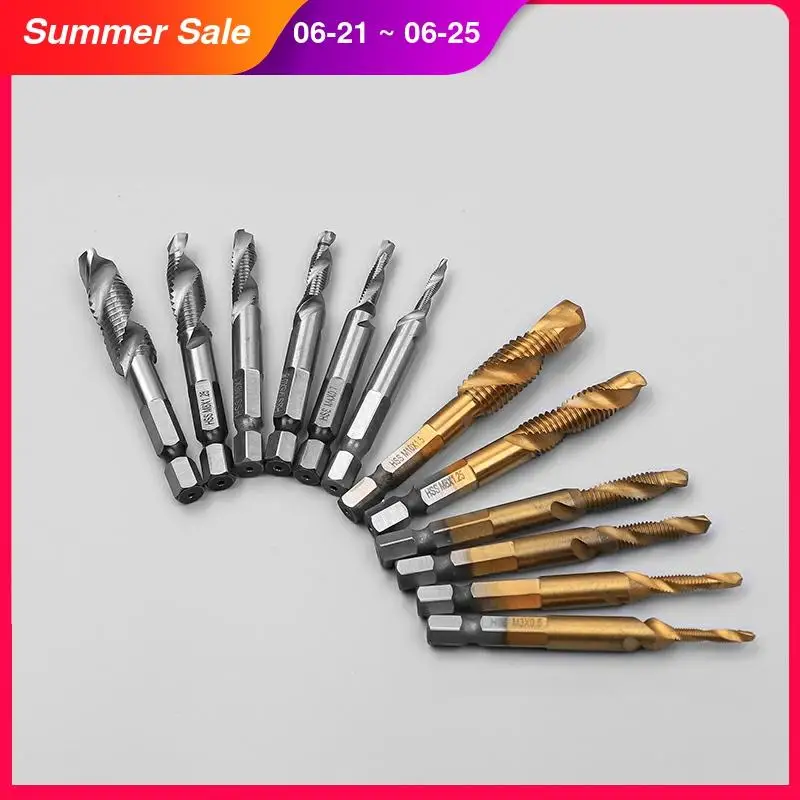 6 шт./лот набор сверл с шестигранным хвостовиком 1/4 дюйма M3 M10 титановым покрытием