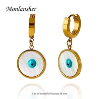 monlansher cute eye round shell drop earrings gold silver color titanium steel earrings trendy earrings jewelry for women gift