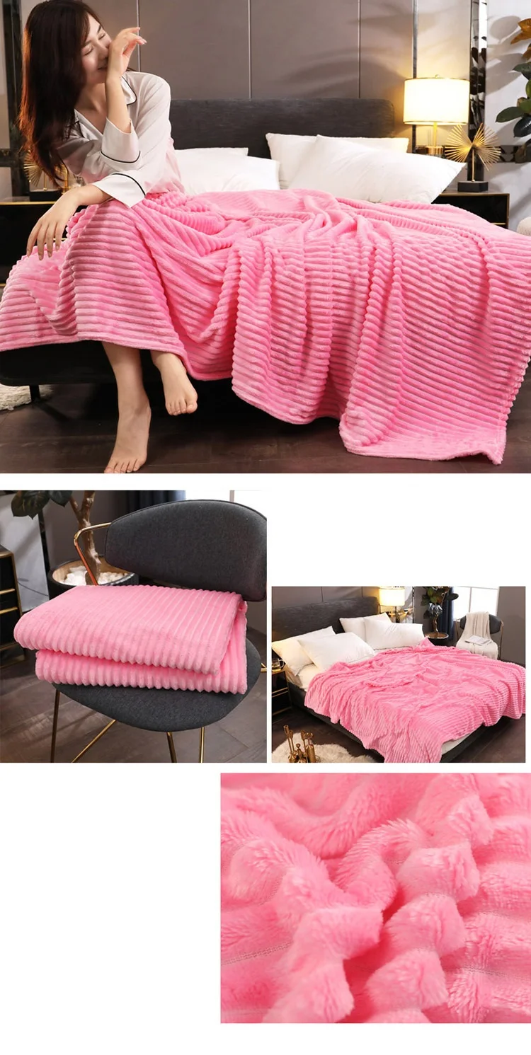 Однотонные мягкие стеганые фланелевые одеяла для кровати покрывало в полоску