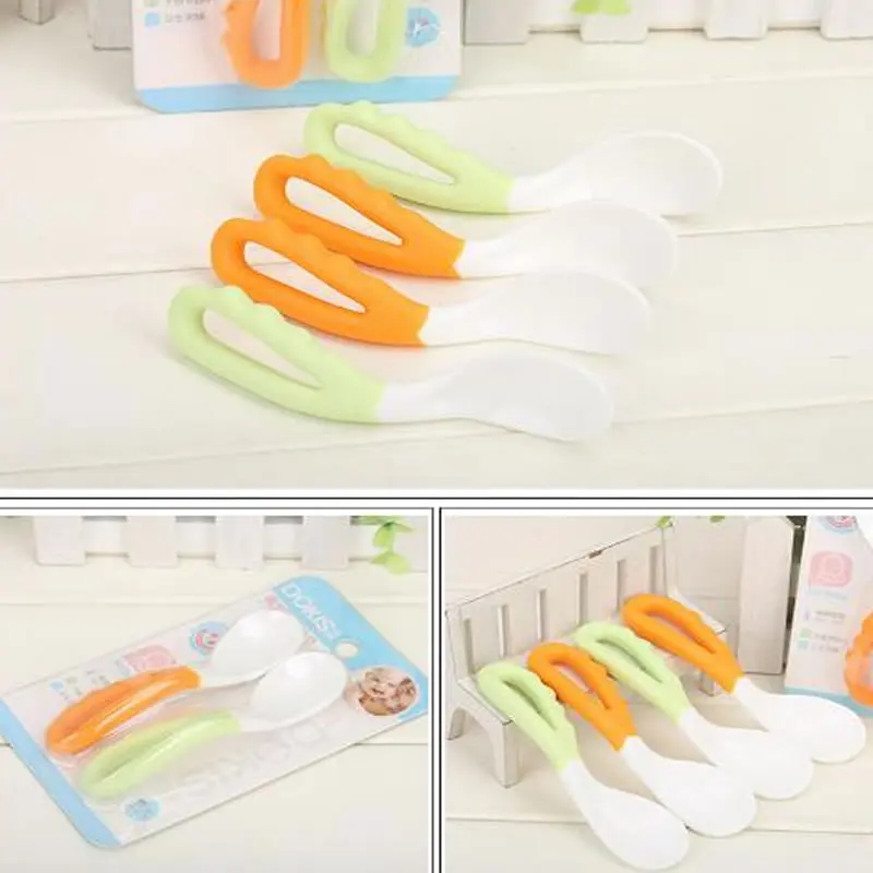 1pc Baby food supplement feeding spoon curved handle easy to grasp children tableware baby diet training children's products