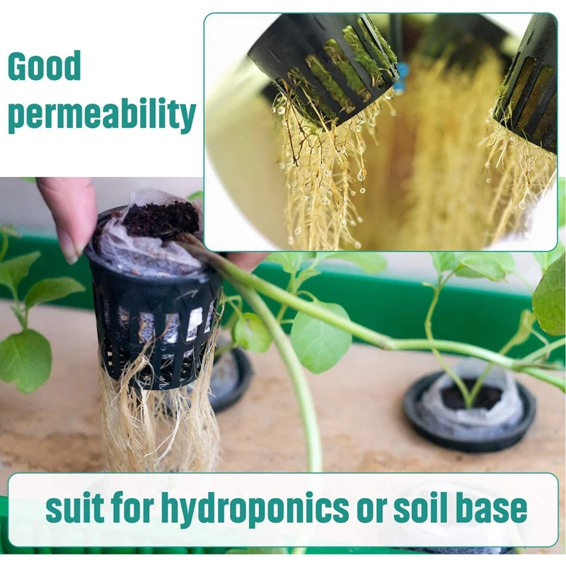 

Garden 100 Pack 1.77 Inch Net Cups Slotted Mesh Wide Lip Filter Plant Net Pot Bucket Basket for Hydroponics Aquaponics Orchids