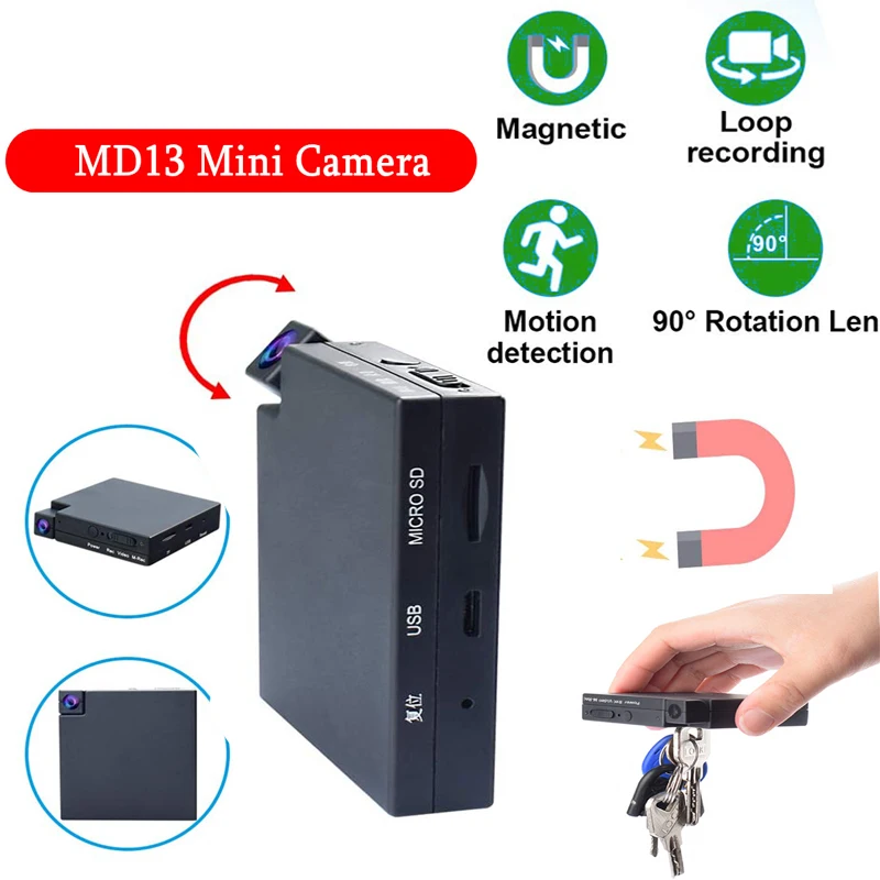 Новый мини-видеорегистратор MD13 с детектором движения запись видео и аудио 24 часа