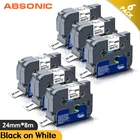Ламинированные ленты Absonic 6PK 251 24 мм, черно-белые для маркеров Brother 251, совместимые с принтерами Brother PT D600