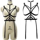 Пояс с подвязками для ног, чулки, черный бюстгальтер с открытой грудью, готическое сексуальное нижнее белье комплект, танцевальная одежда, боди, Женское боди, портупея для тела, клетка