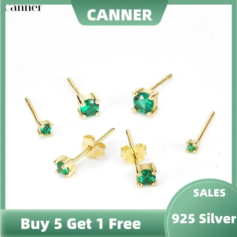 

Canner 925 Sterling Silver 1.5-4mm 7 Colors Needle Zircon Crystal Stud Earrings For Women Marriage Proposal Gifts Party Jewelry