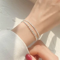 fashion 925 sterling silver double layer beads bracelet bangle exquisite simple women charm bracelet jewelry accessories