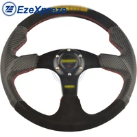 14inch 350mm car game racing sport steering wheel with horn aluminum bracket carbon fiber pattern nubuck and real leather m logo