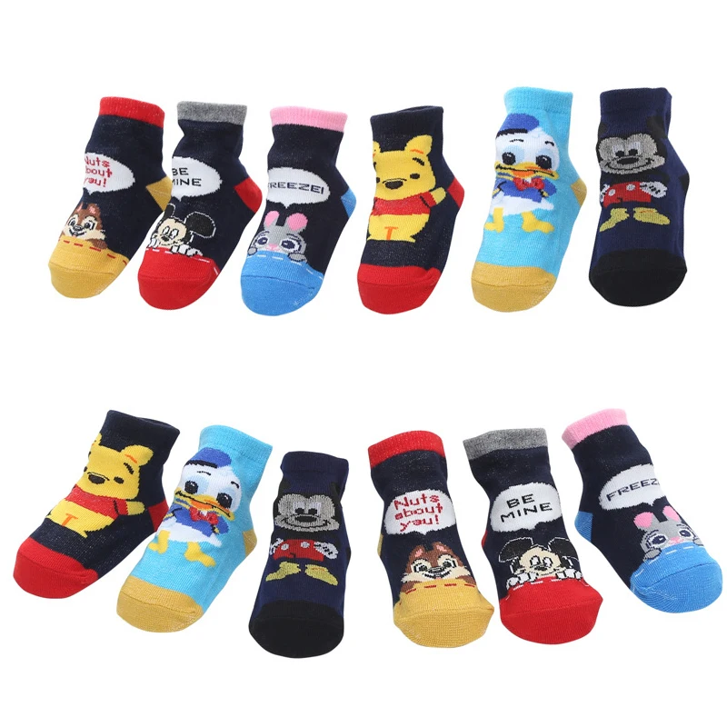 3 шт./пакет носки для маленьких детей с Микки и Винни Дональд Дак