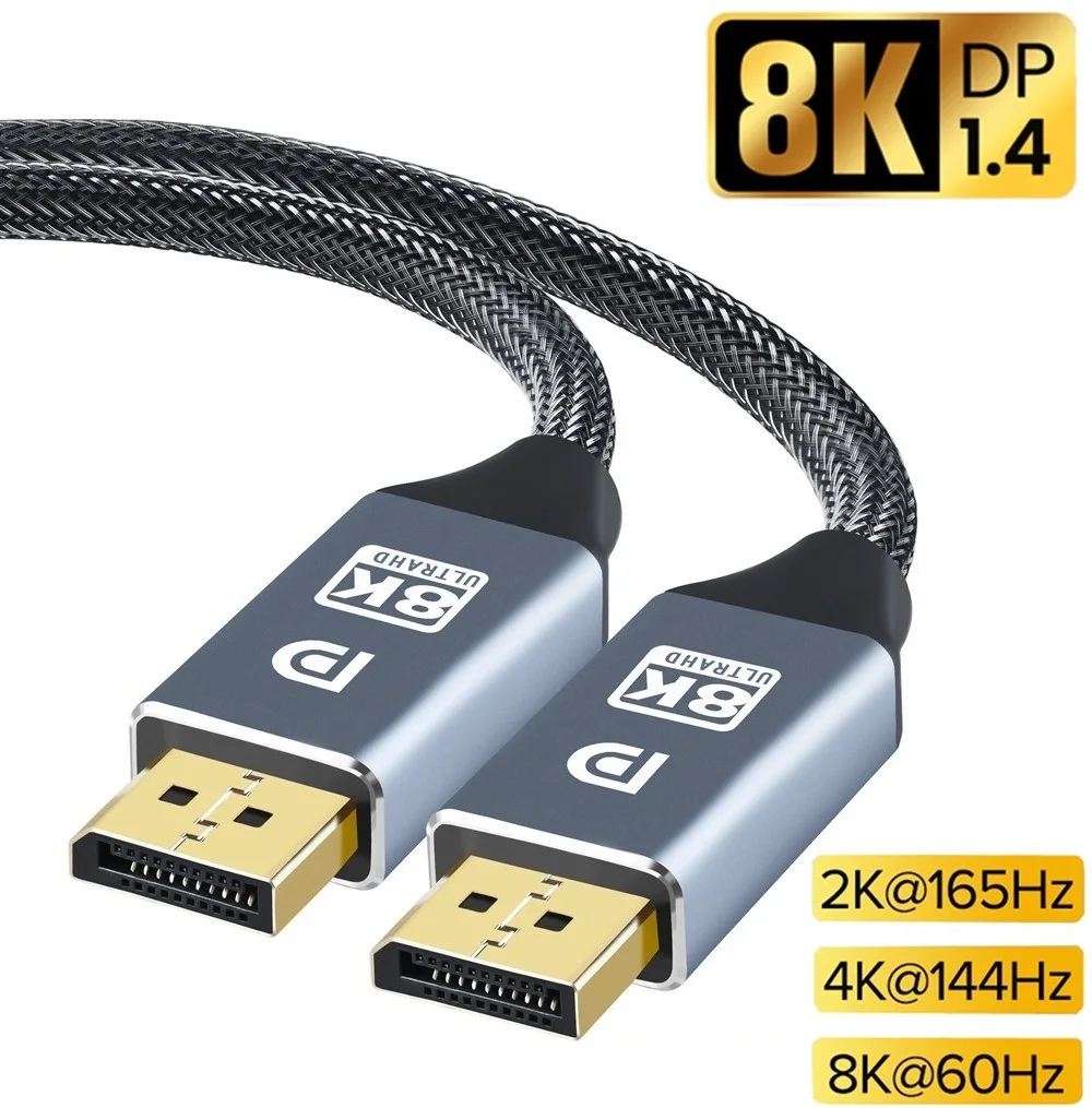 Кабель для порта дисплея DP 1 4-DP 8K 4K 144 Гц 165 адаптер портов видео ПК ноутбука ТВ 2