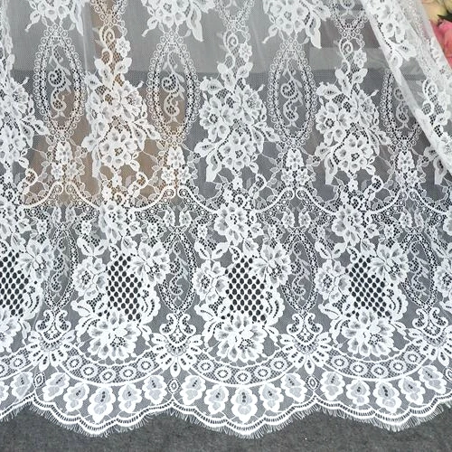 

Double Trimming Eyelash Lace Fabric Spring Summer Dress Skirt Lace Material 1Piece 3M Long