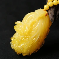 natural yellow beeswax cabbage pendant necklace charm jewellery womens hand carved necklace for women men fashion accessories