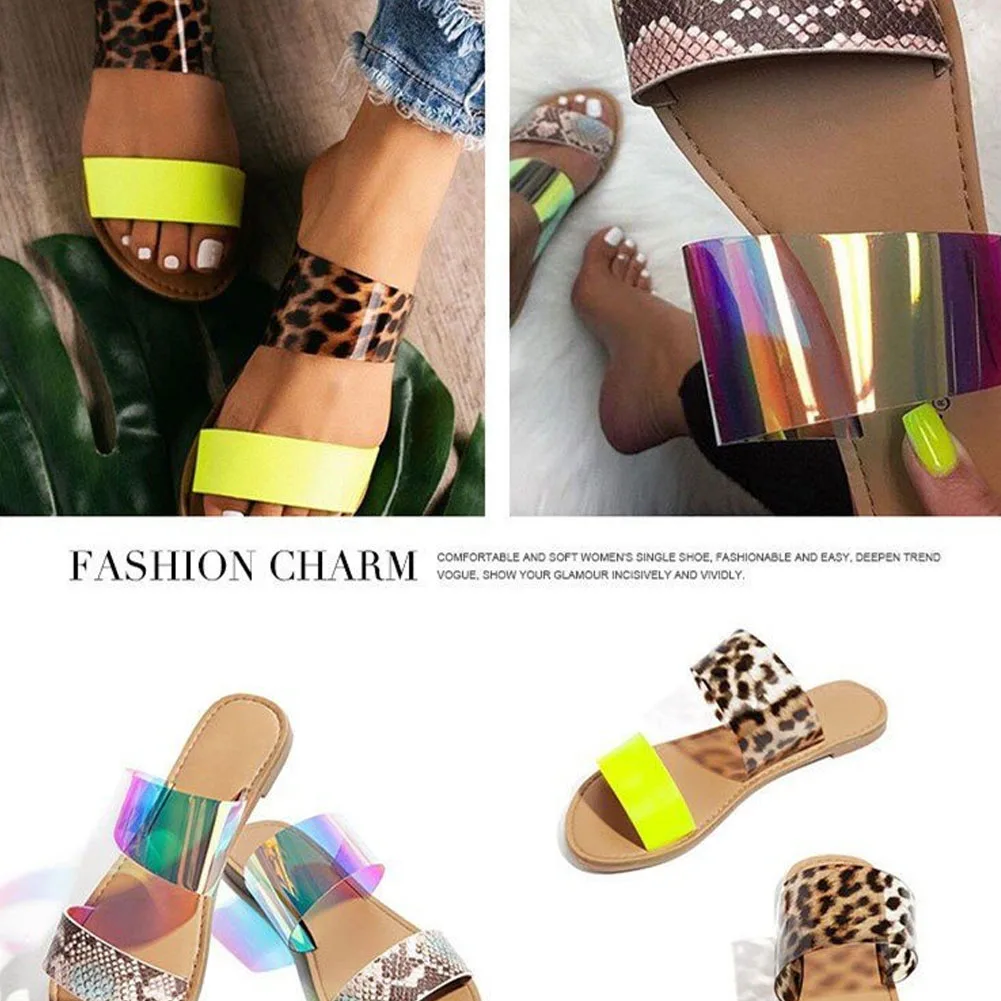

SARAIRIS Female Casual Beach Leisure Seiwng Slippers Fashion Snake Print Slippers Women Open Toe Slip On Flat Shoes Woman