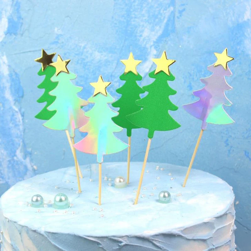 5 шт./компл. милые Лазерная Рождественская елка со звездой вечерние Для капкейка