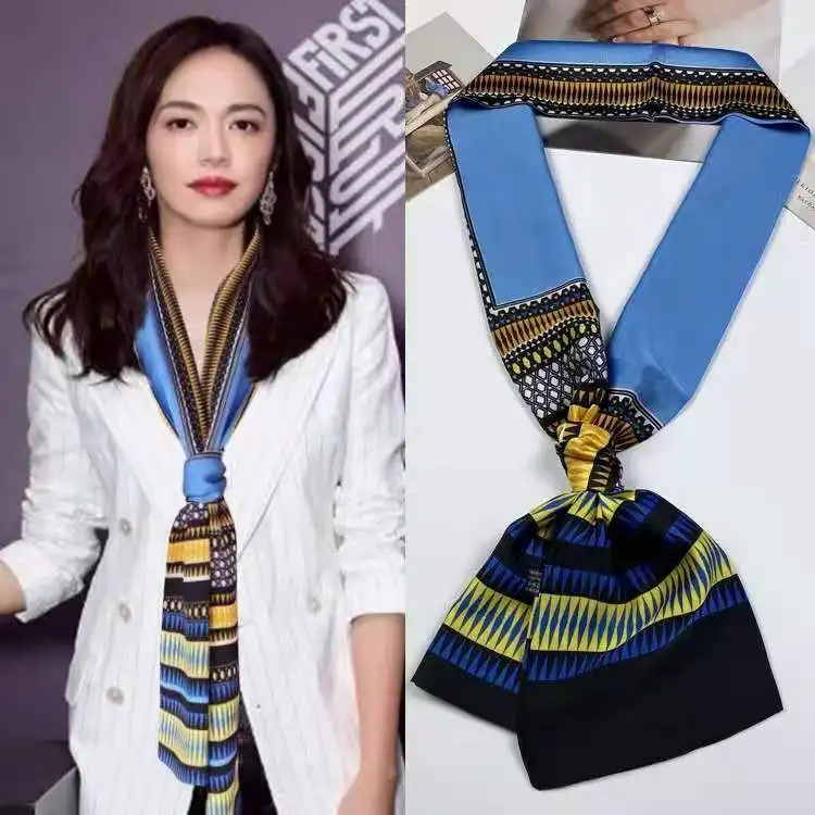 

Silk scarf female spring and autumn long style South Korea versatile decorative art small Scarf Shawl professional scarf