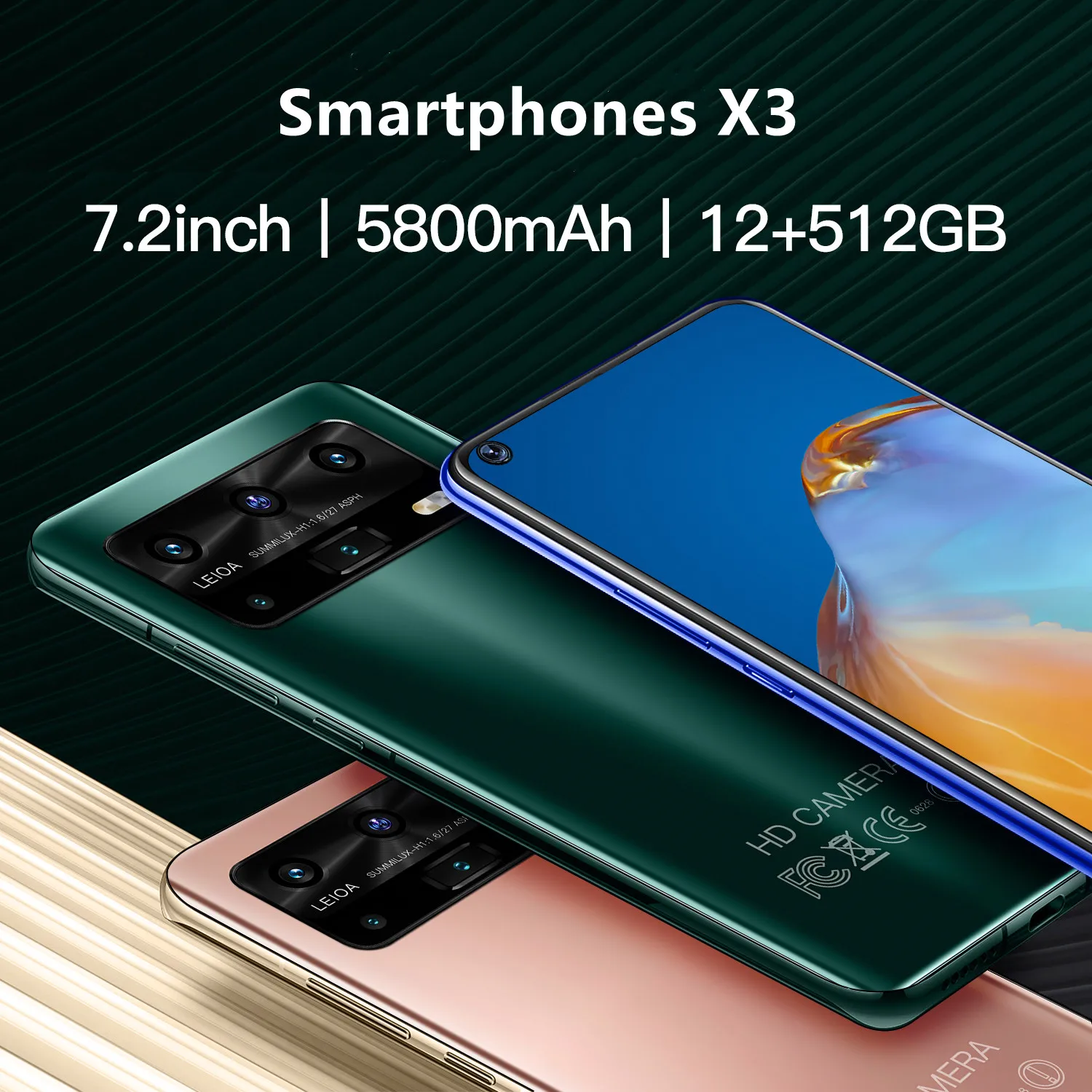 

Smartphone Android X3 12GB 512GB Celulares Octa Core HD Camera 7.2" Telephone 5800mAh Global Version 4G 5G Mobile Cell phones