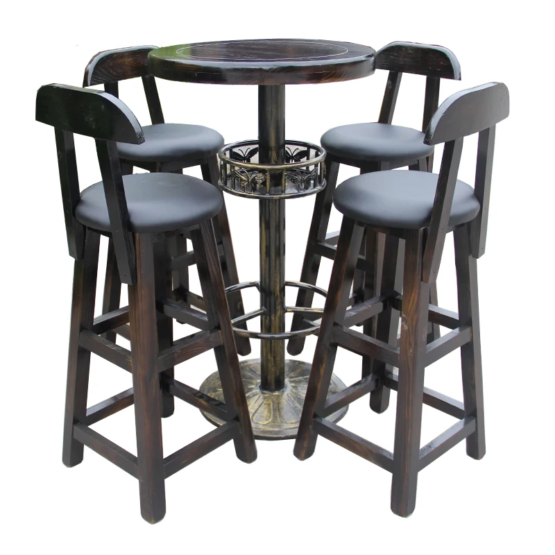 Барные столы и стулья из цельного дерева сочетание кофейни чайного кованого