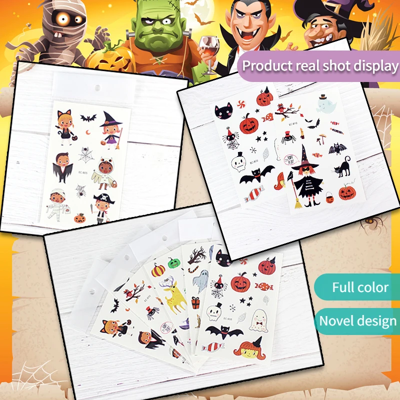 Детская тату-наклейка на Хэллоуин для мальчиков и девочек водостойкая