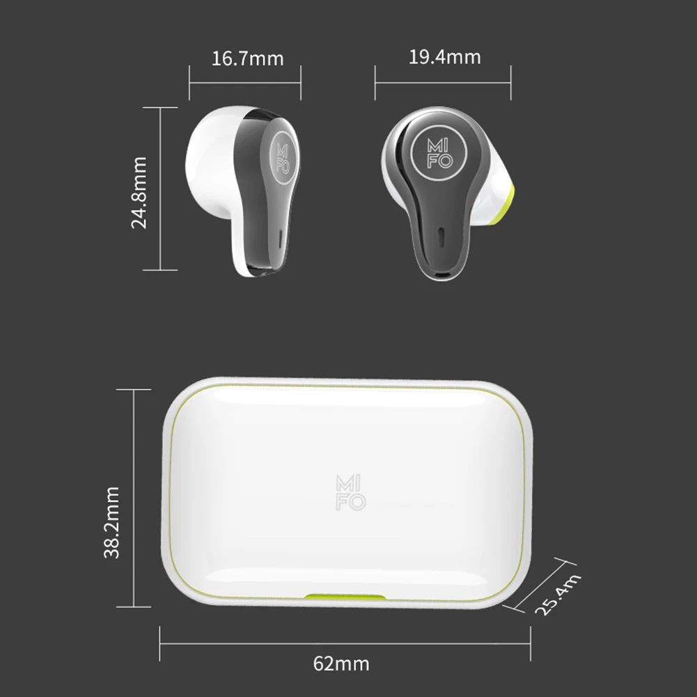 Белые + Желтые Портативные водонепроницаемые IPX5 MIFO O3 настоящие беспроводные