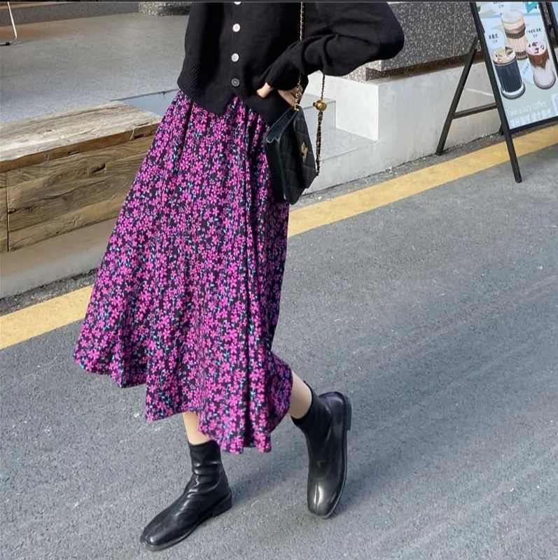 

2021 Summer Floral Skirt Female New Style Korean Style Temperament High Waist Slim And Versatile Mid-length Skirt
