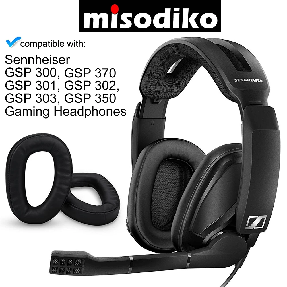 Almofadas de Substituição Almofadas de Ouvido-para Fone de Ouvido Misodiko Sennheiser 301 302 303 350 Jogos Reparação Earmuff Earpads Travesseiro Gsp 370 300