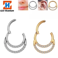 1pc g23 titanium hoop zircon earrings helix piercing hinge piece clicker nose septum segment tragus perforated jewelry