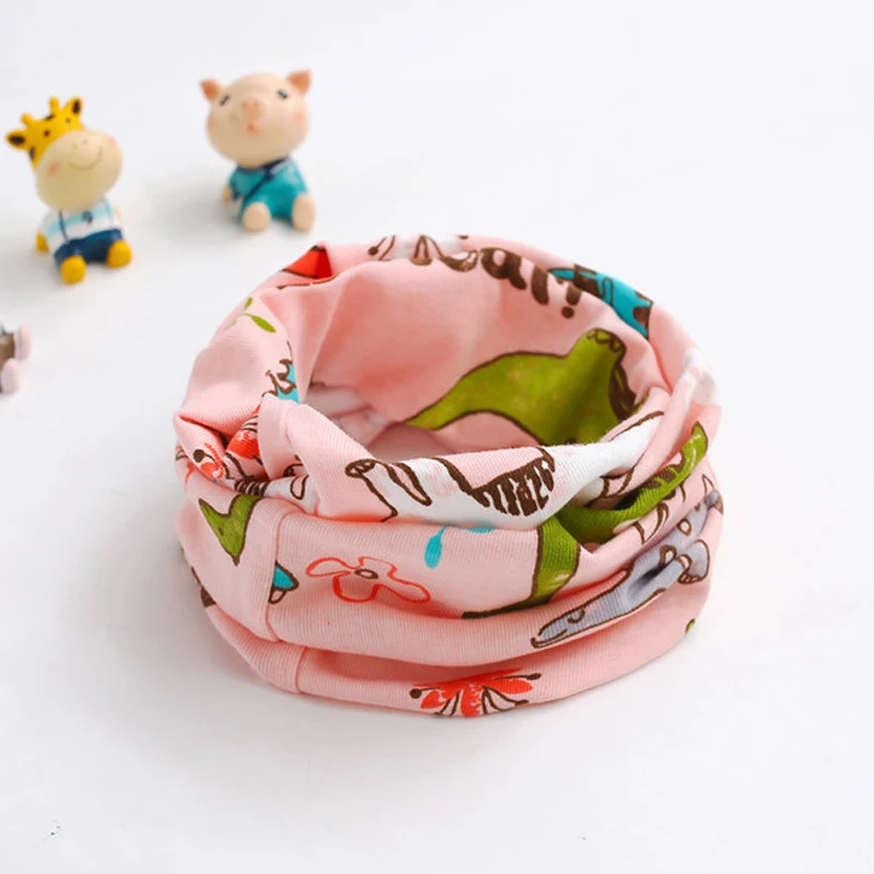 

New Autumn Winter Children Boys Girls Baby Scarf Cartoon Dinosaur Pattern 100% Cotton O Ring Neck Scarves Spring Warm Scarf