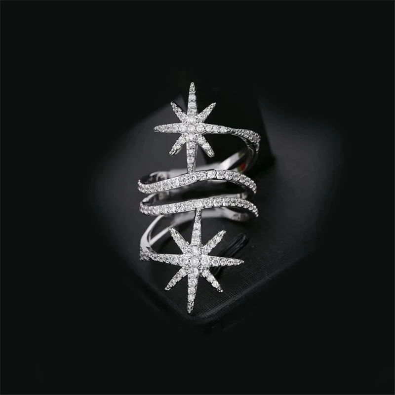 Женское кольцо с микро закрепкой из серебра 925 пробы цирконом AAAAA вечерние