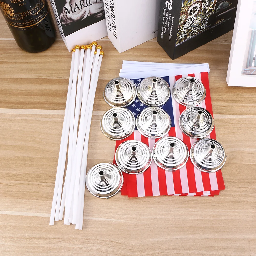 

10Pcs Britain Desktop Flags Table Flags Hand Held Flags Desk Decoration for Parade Conferences