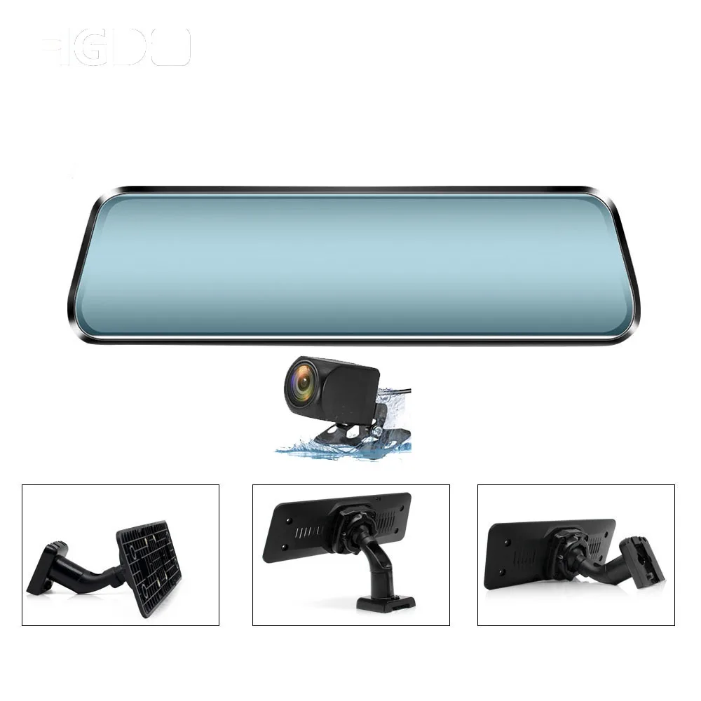 

HGDO 10-дюймовый сенсорный видеорегистратор, камера заднего вида, зеркало, видеорегистратор FHD 1080P, автомобильный видеорегистратор ночного видения, автоматическое вождение, крепление видеорегистратора