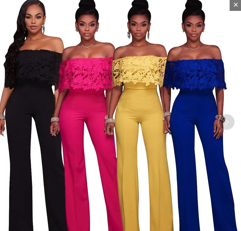 Кружевной комбинезон желтый с открытыми плечами женские Комбинезоны