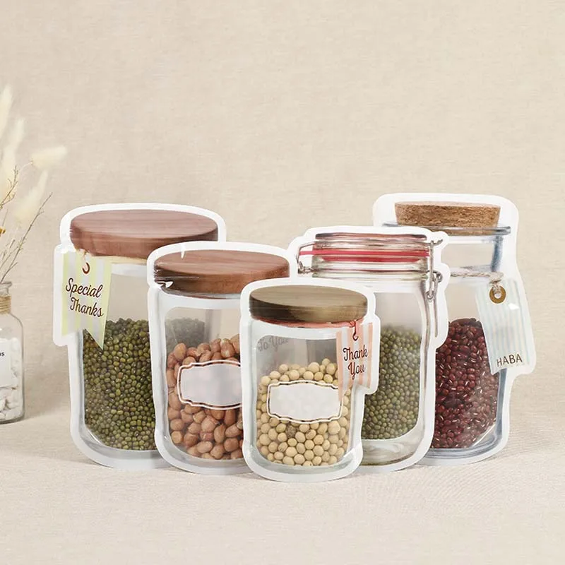 10 шт портативный Ziplock для печенья закусок мешок многоразовый Mason Jar бутылки сумки