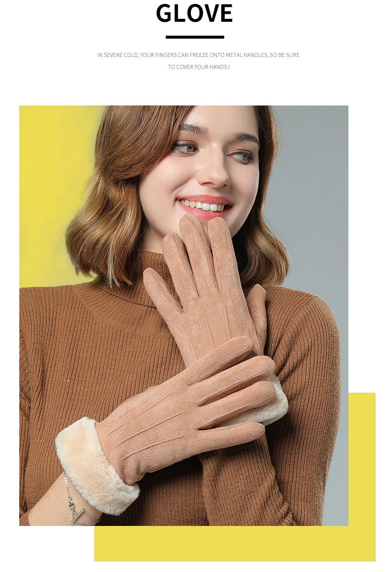 Sparsil сенсорный экран для женщин замшевые перчатки зимние искусственные кроличьи волосы запястья рот перчатки утолщение теплая шерсть флис варежки