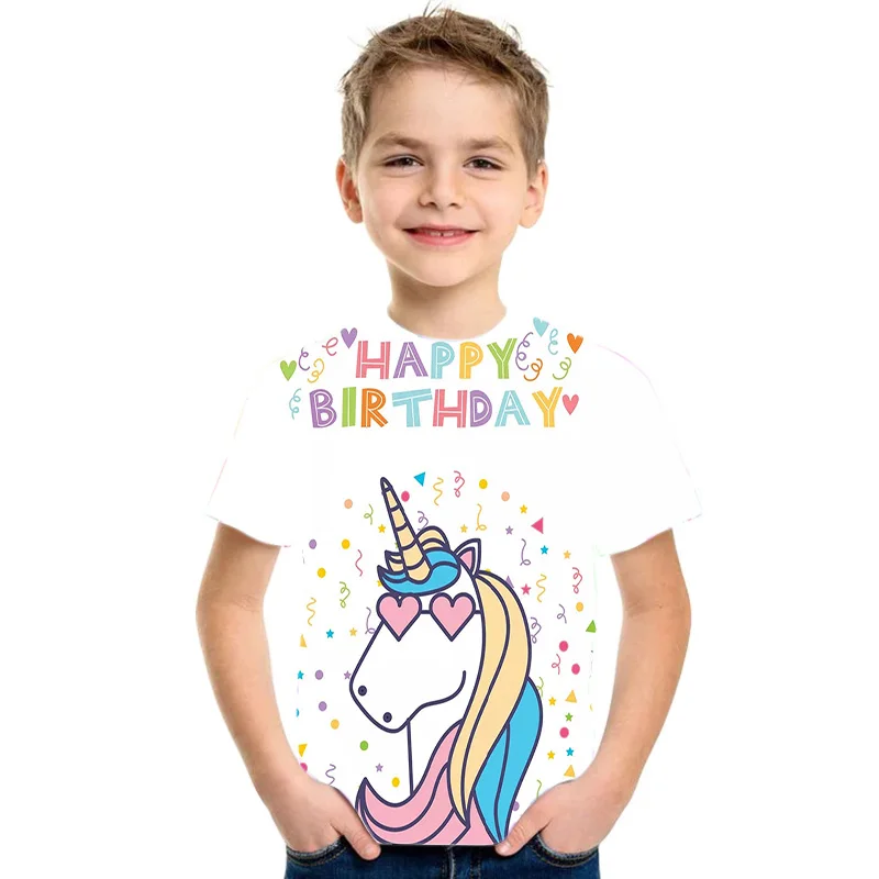 Новинка лета 2021 лидер продаж веселая модная футболка с единорогом для детей