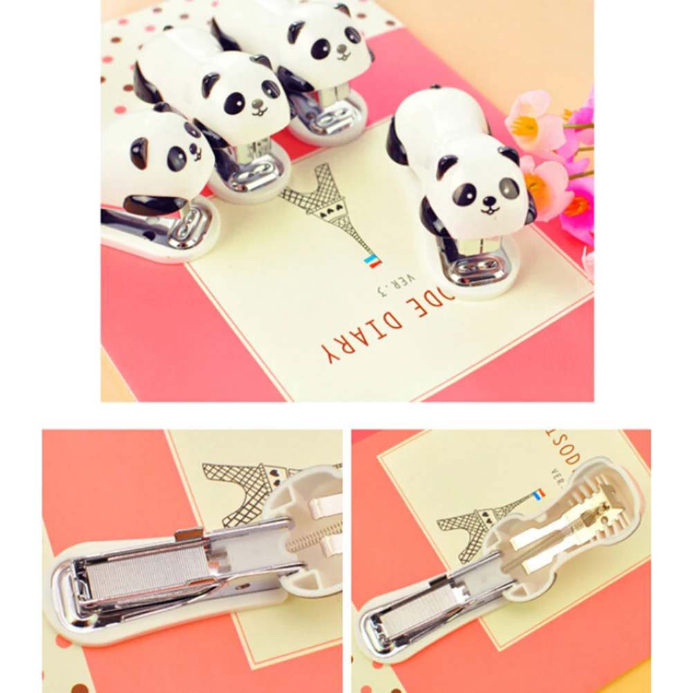 

1Pc Cute Mini Stapler Set Cartoon Panda Paper Clips Binding Binder Office School Supplies Staionery Book Sewer Wholesale