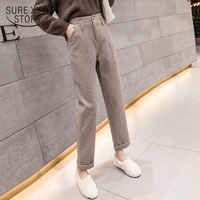 suit pants women thicken loose warm pants harem pants autumn and winter wool button capris casual female work trousers 7389 50