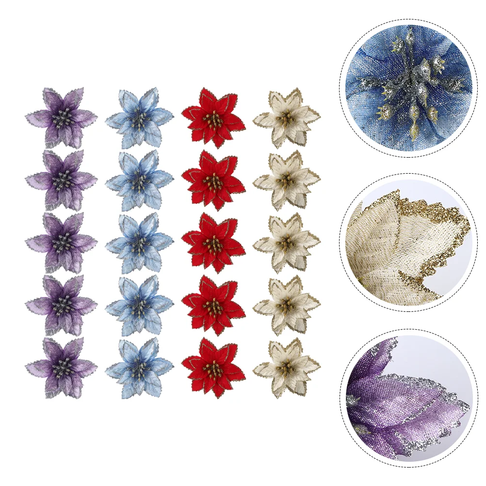 

24Pcs Artificial Christmas Flowers Christmas Ornaments Christmas Tree Decor