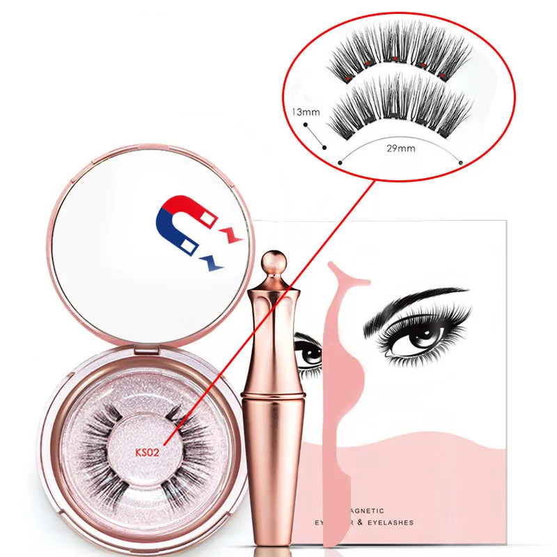 KS02 Liquid Magnetic Eyeliner Set And Magnetic False Eyelashes Tweezer Magnetic Eyeliner Waterproof Long Lasting Eyeliner Eyelashes - Цвет: KS02