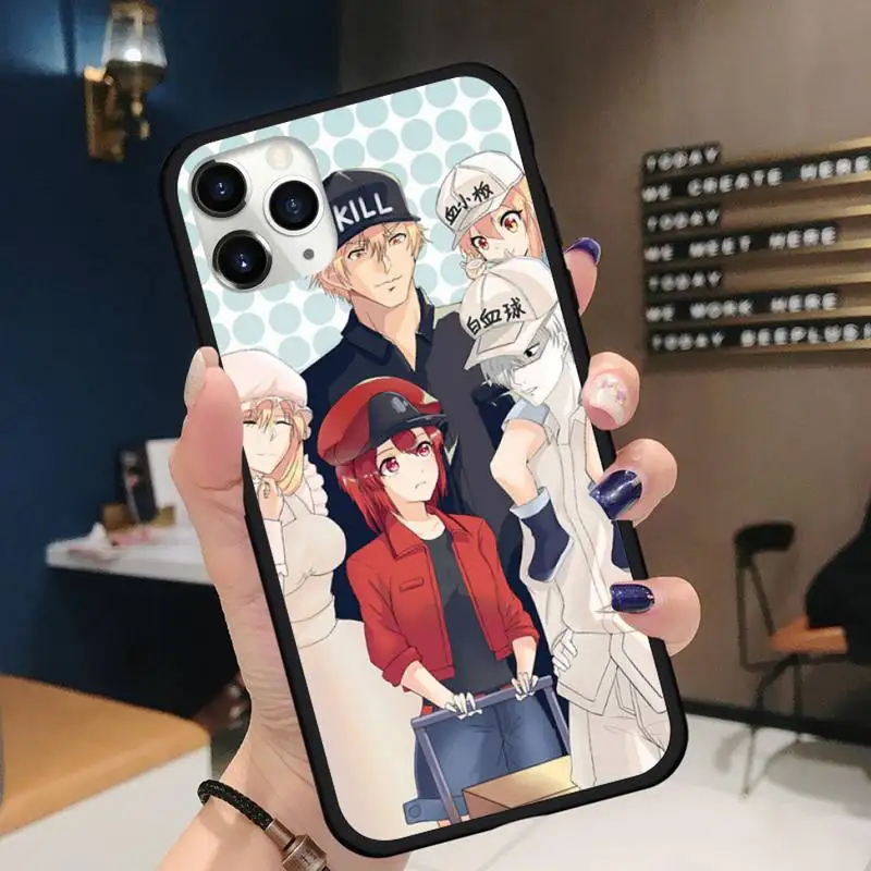

cells at work cute cartoon Phone Case for iPhone 11 12 pro XS MAX 8 7 6 6S Plus X 5S SE 2020 XR Soft silicone cover funda shell