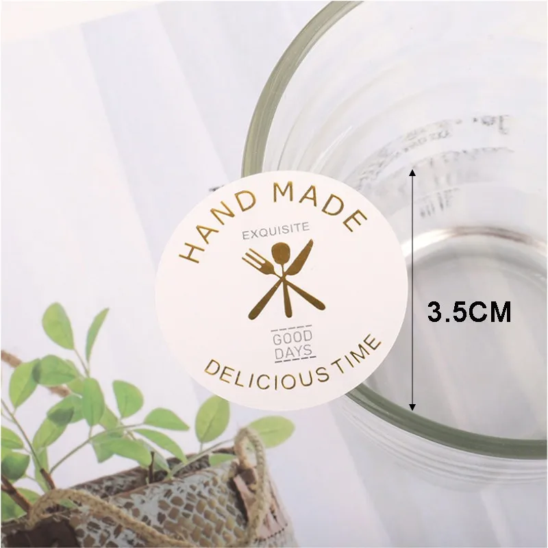 

120pcs/pack Handmade Stickers Baked Food Label Stickers DesignDIY Tea Cup Drink Bottle Round Seal Sticker